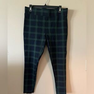 LOFT Green and Navy Plaid Leggings